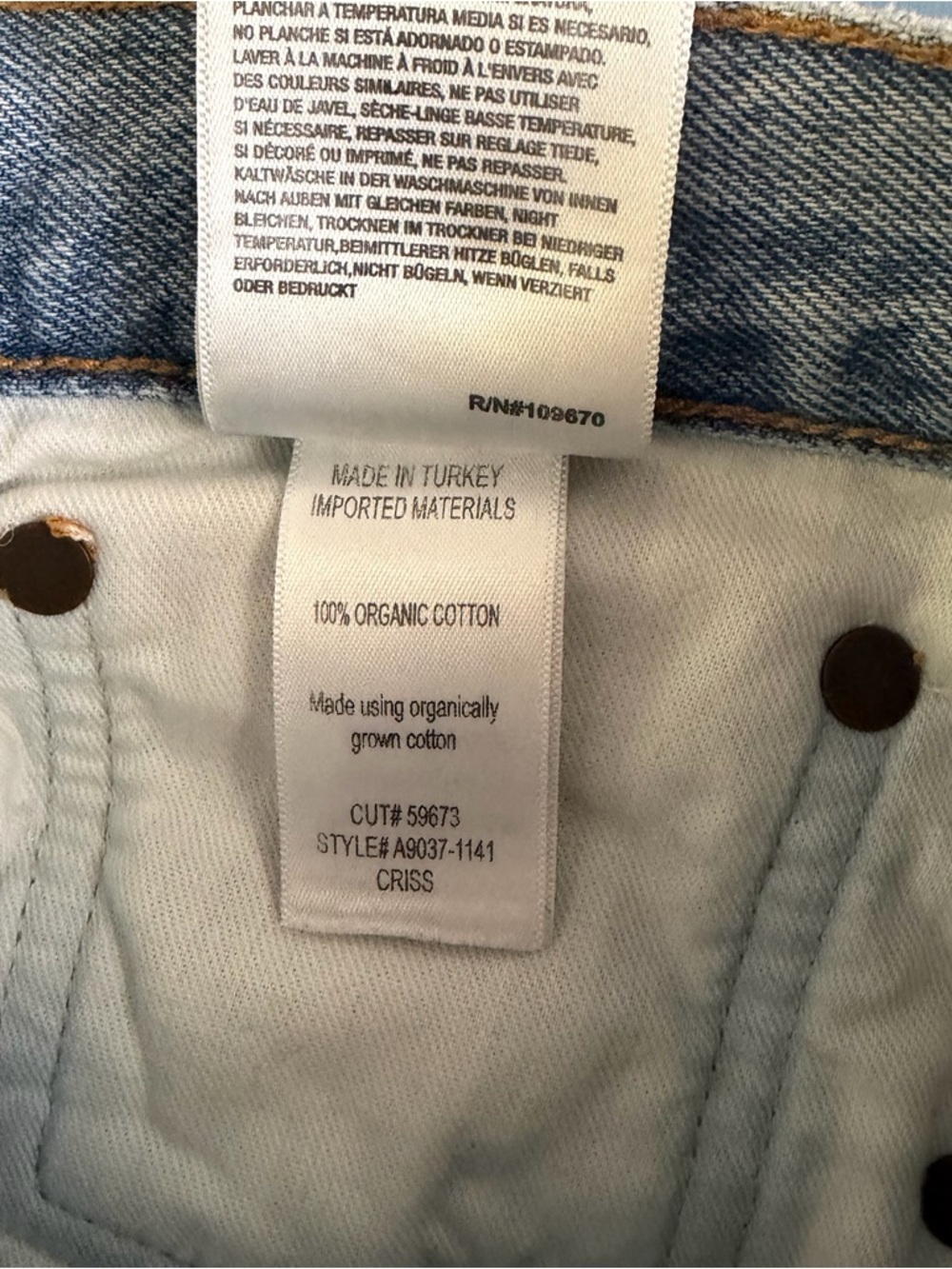 Agolde Criss Cross Straight Leg Dimension Light Wash Organic Cotton Denim Jeans - Picture 8 of 8